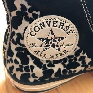 Converse Chuck Taylor high top suede black white, size 4.5 / 6.5